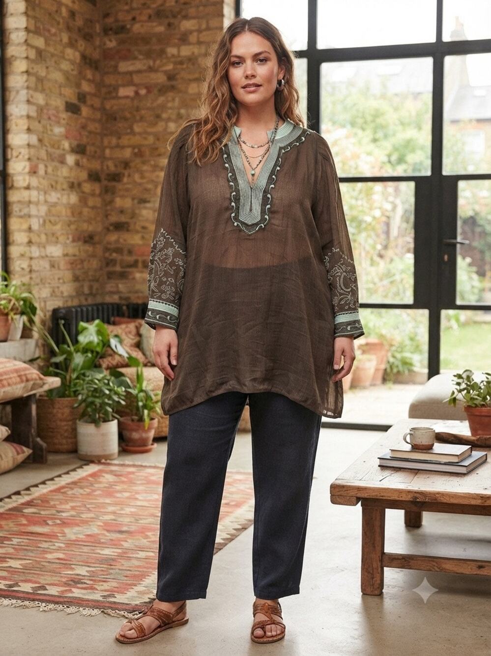 Soho Compagnie boho embroidered tunic sz 3X